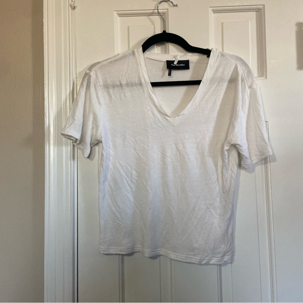 The Kooples Linen / Viscose Short Sleeve V-Neck Tee - XS